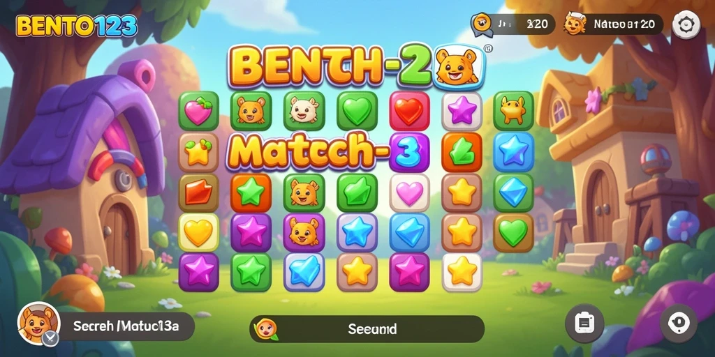 Tampilan menarik dari gameplay BENTO123 dengan makanan yang dicocokkan.