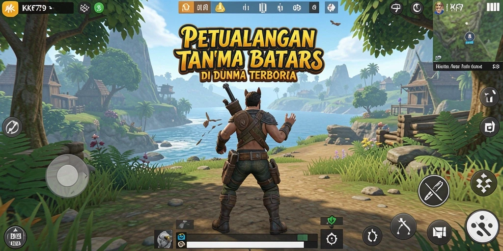 Tangkapan layar utama KPK79 menampilkan petualangan mengeksplorasi dunia terbuka.