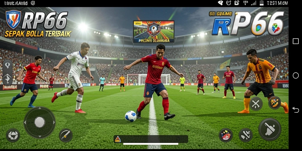 Screenshot utama RP66 menampilkan aksi seru dalam permainan sepak bola.